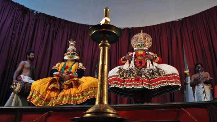 Kathakali Performance In Front Of Big Lamp