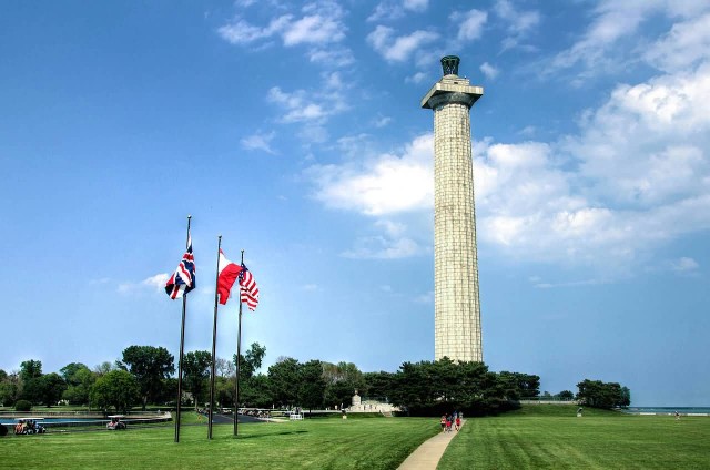 Perry Monument And Flags