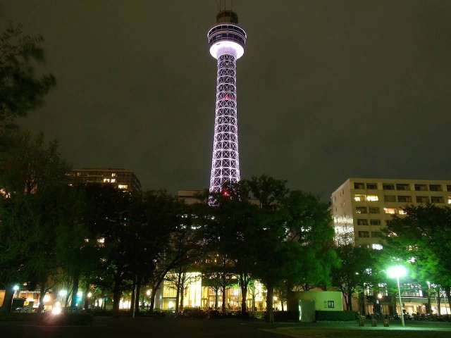 Yokohama Marine Tower Lightup At Night