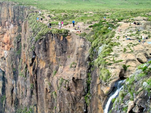 Hikers Cliff Top Of Tugela Falls