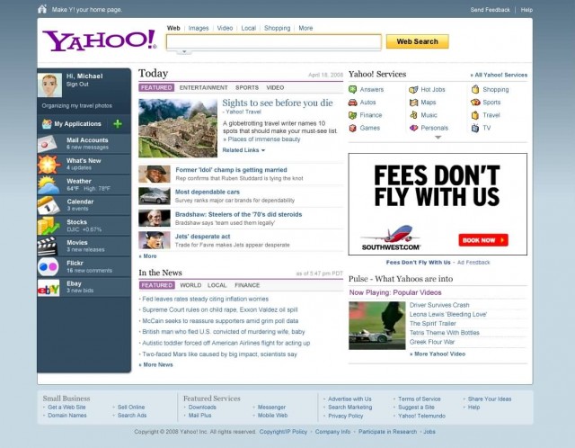 Yahoo Front Page